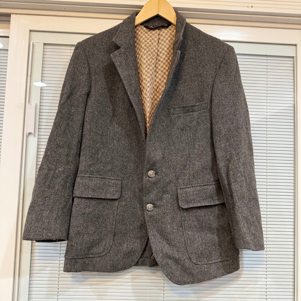 John Alexander Mens Grey Pure Wool Blazer Sport Coat Two Button Made in USA